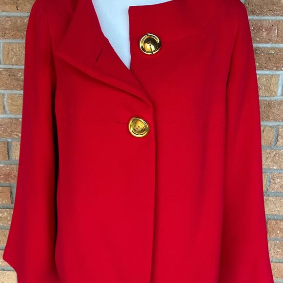 SANDRO Petite Red Cape Jacket - size Medium Christmas Holiday Party - Picture 2 of 10